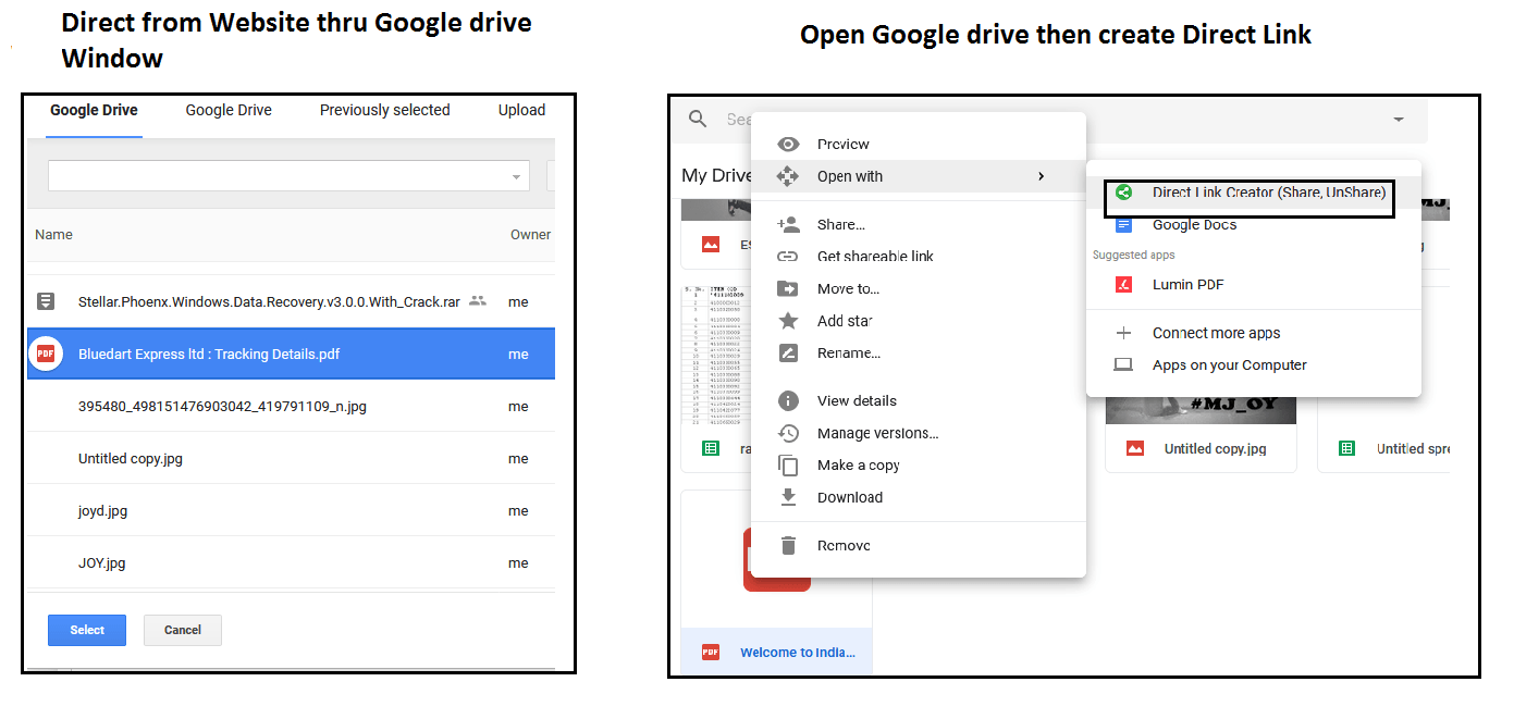 Create direct download link from Google drive