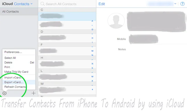 How To Transfer Contacts From iPhone To Android by using iCloud