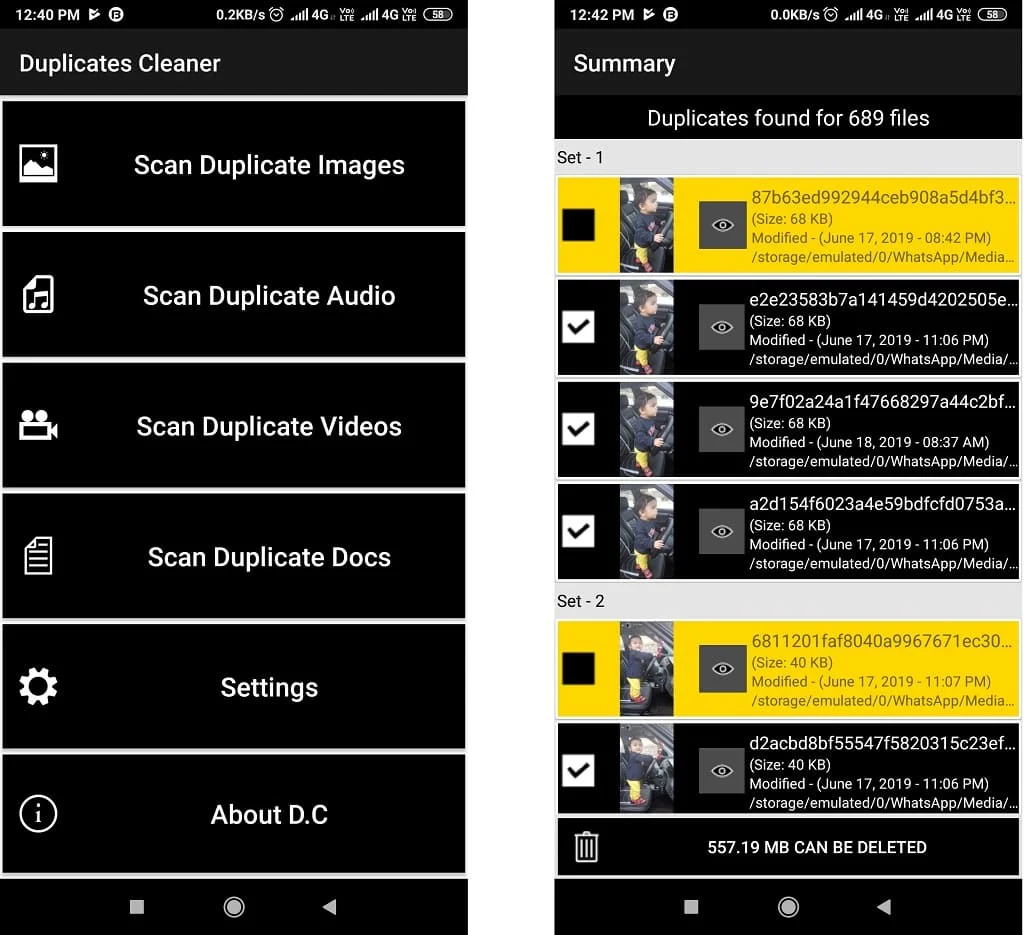 delete duplicate photos on android