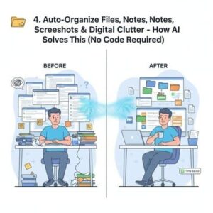 Free AI Automation Tools 2025: 5 Tasks You Must Automate 5 AI auto-organizing files, notes, screenshots and digital clutter — before and after comparison (free AI automation tools 2025)