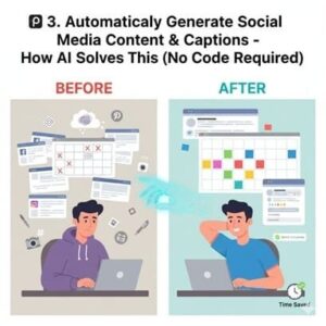 Free AI Automation Tools 2025: 5 Tasks You Must Automate 4 AI generating social media content and captions automatically — before and after productivity improvement (free AI automation tools 2025)