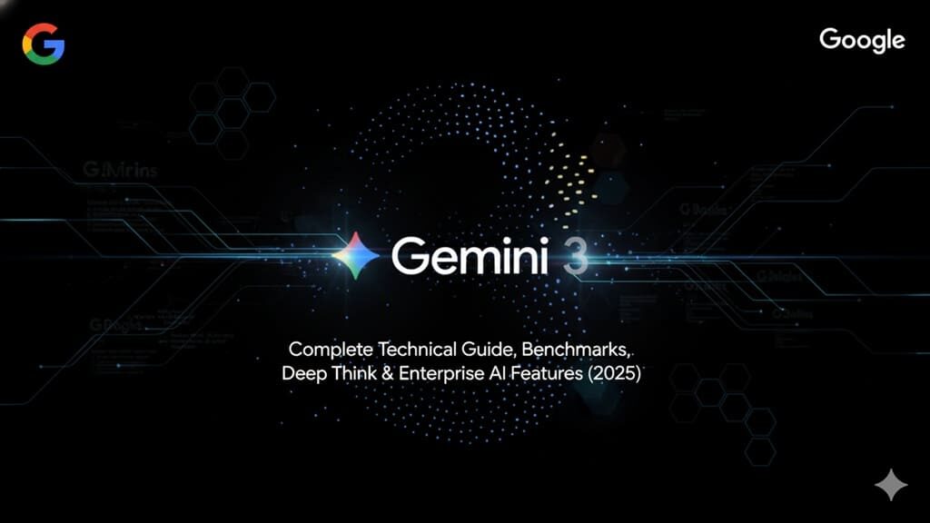 Google Gemini 3 logo on dark background representing the latest AI model with advanced multimodal and Deep Think capabilities