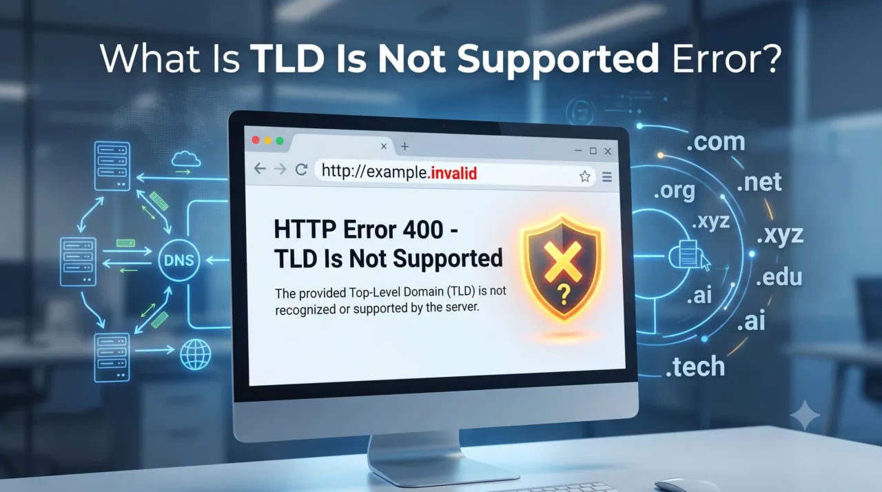 An architectural diagram showing a modern domain being rejected by a legacy browser